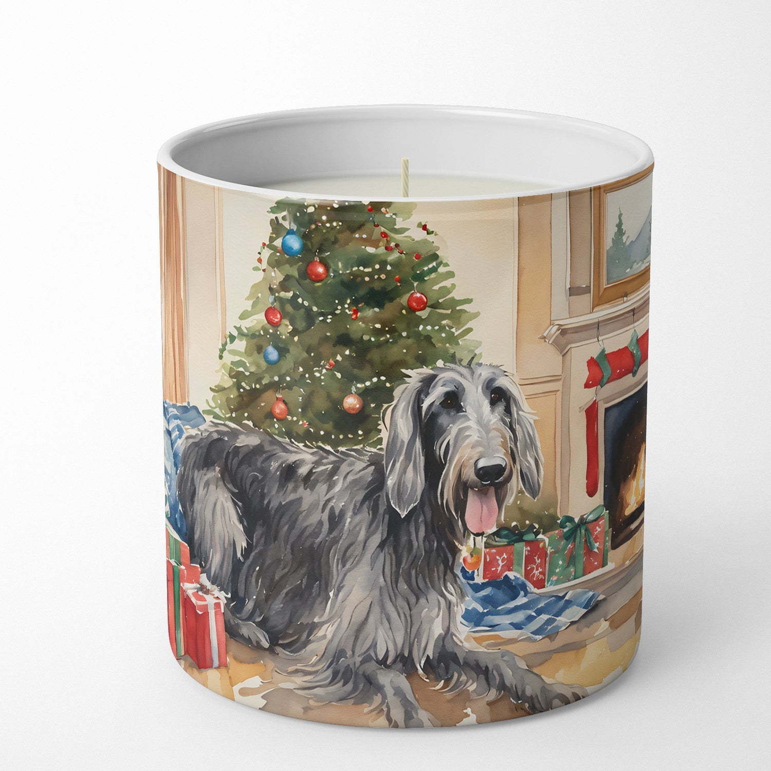 Scottish Deerhound Cozy Christmas Decorative Soy Candle Nature Soy Wax Essential Oil Home Decor Ideal for Bedroom Kitchen Bath Office Gift, 10 oz