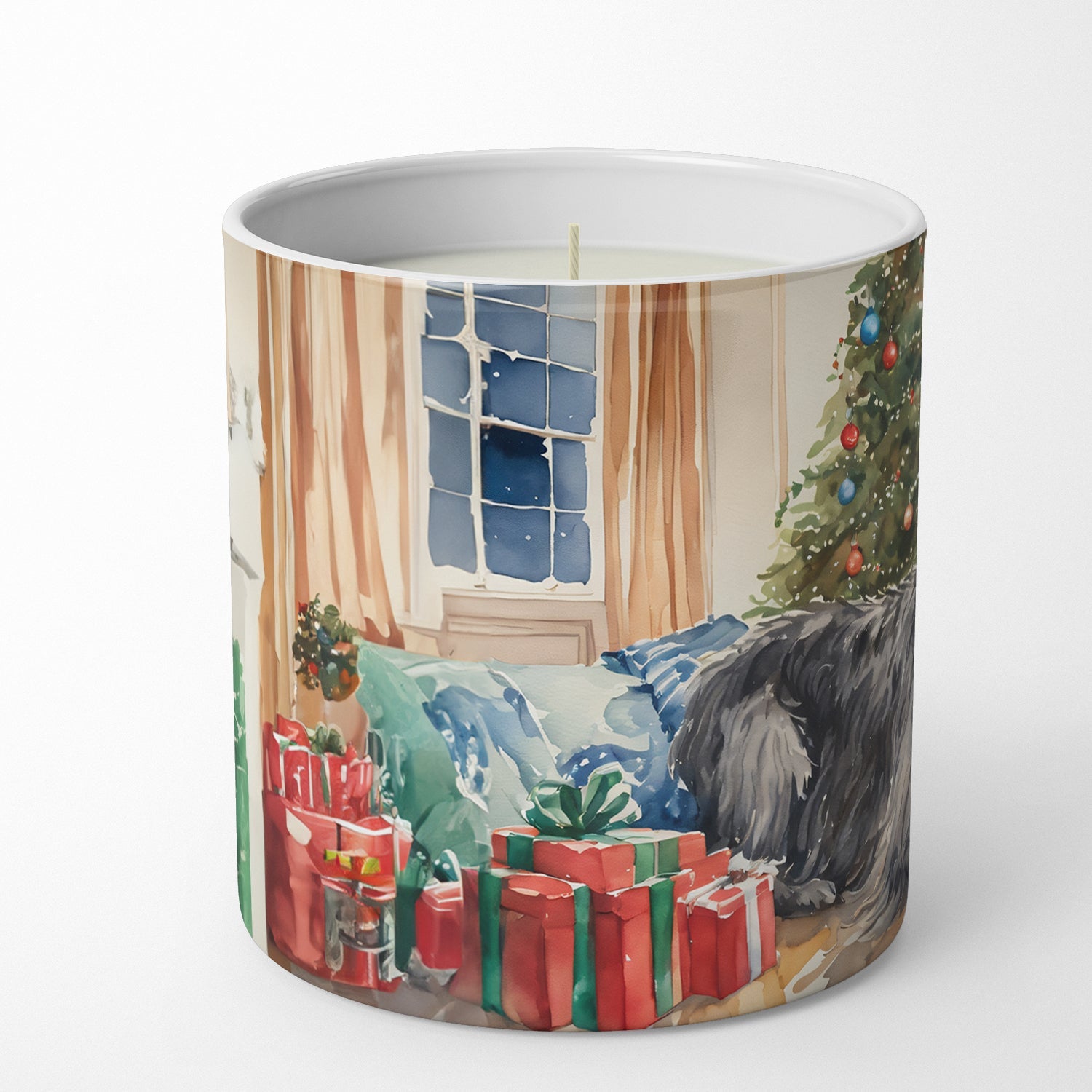 Scottish Deerhound Cozy Christmas Decorative Soy Candle Nature Soy Wax Essential Oil Home Decor Ideal for Bedroom Kitchen Bath Office Gift, 10 oz