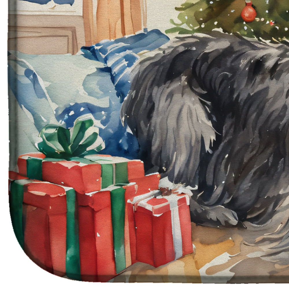 Scottish Deerhound Cozy Christmas Dish Drying Mat Absorbent Dish Drying Mat Pad for Kitchen Counter Dish Drainer Mat for Countertop, 14 x 21", Multicolor