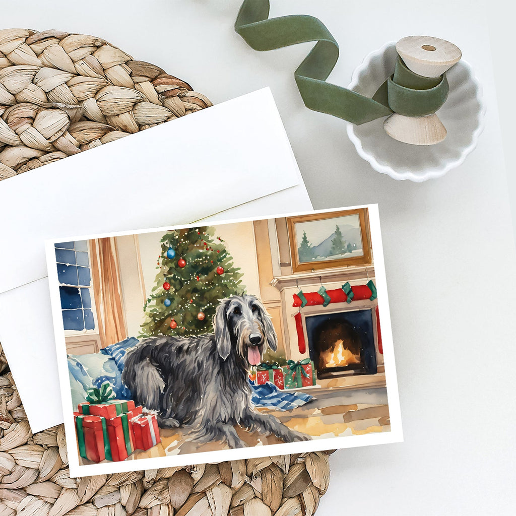 Scottish Deerhound Cozy Christmas Greeting Cards Pack of 8 Blank Cards with Envelopes Whimsical A7 Size 5x7