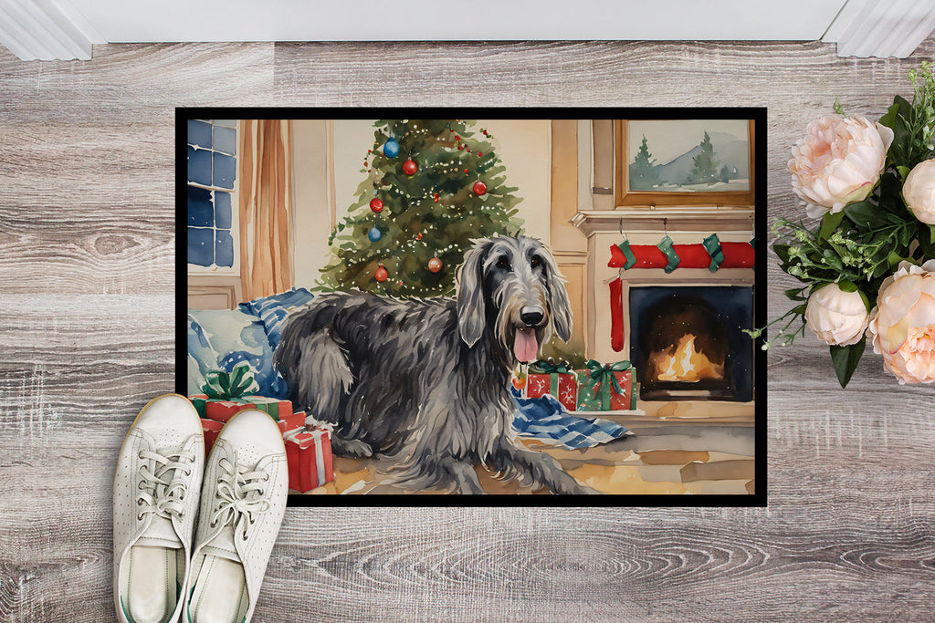 Scottish Deerhound Cozy Christmas Doormat Indoor Outdoor 18H X 27W Front Door Mat Rugs for Entryway, Non Slip Washable
