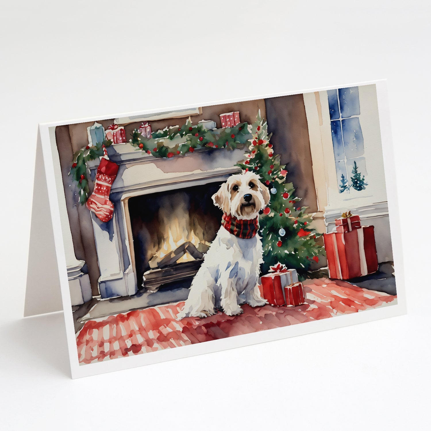 Sealyham Terrier Cozy Christmas Greeting Cards Pack of 8 Blank Cards with Envelopes Whimsical A7 Size 5x7
