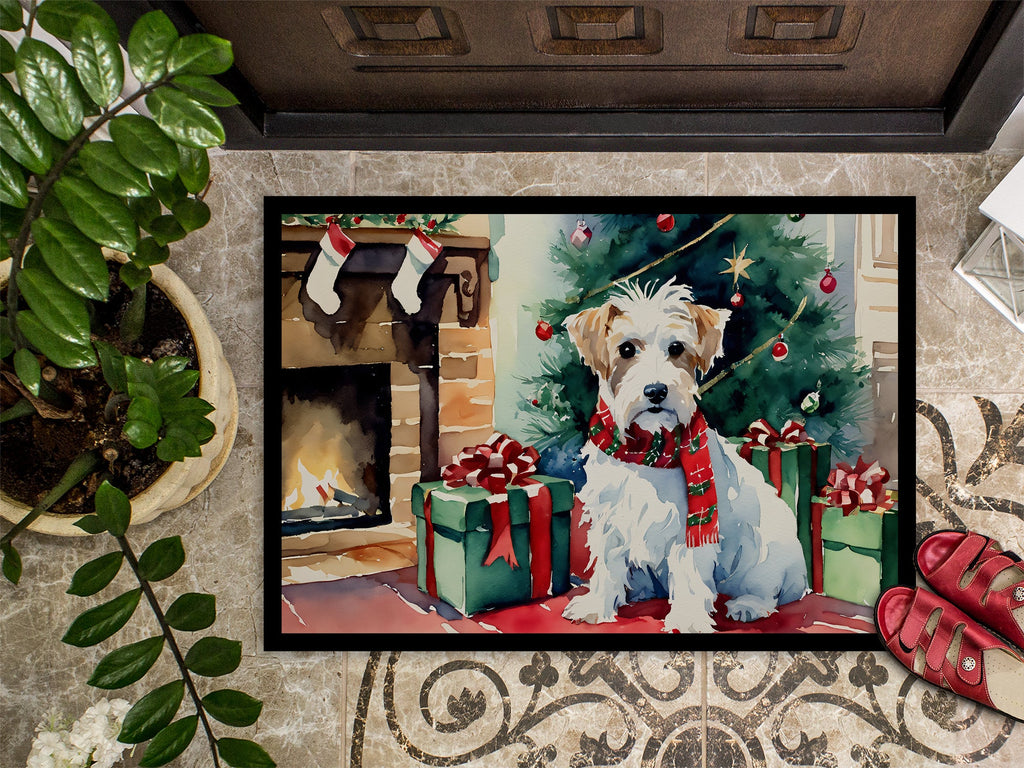 Sealyham Terrier Cozy Christmas Doormat Indoor Outdoor 24H X 36W Front Door Mat Rugs for Entryway, Non Slip Washable Low Pile,