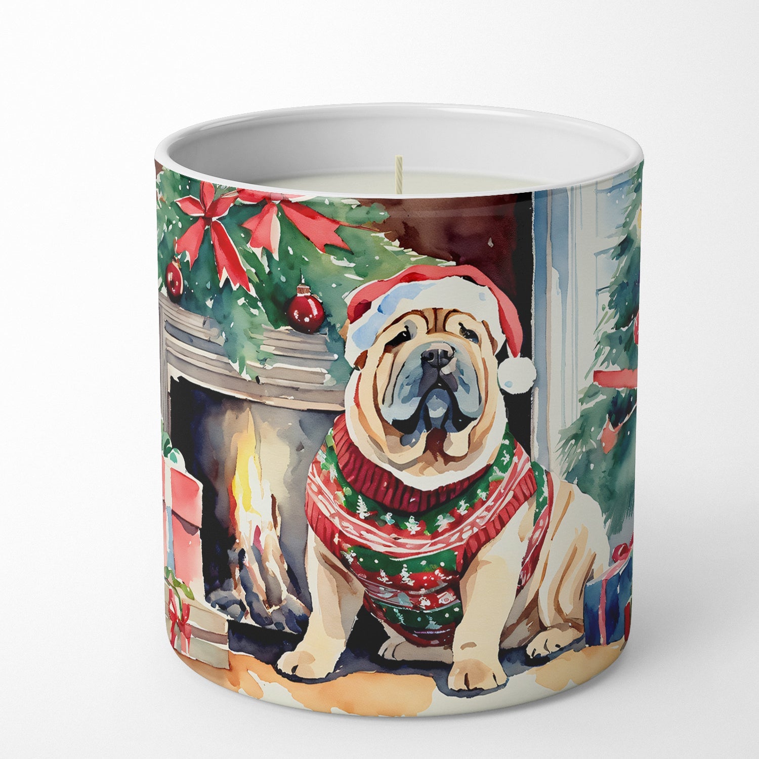 Shar Pei Cozy Christmas Decorative Soy Candle Nature Soy Wax Essential Oil Home Decor Ideal for Bedroom Kitchen Bath Office Gift, 10 oz