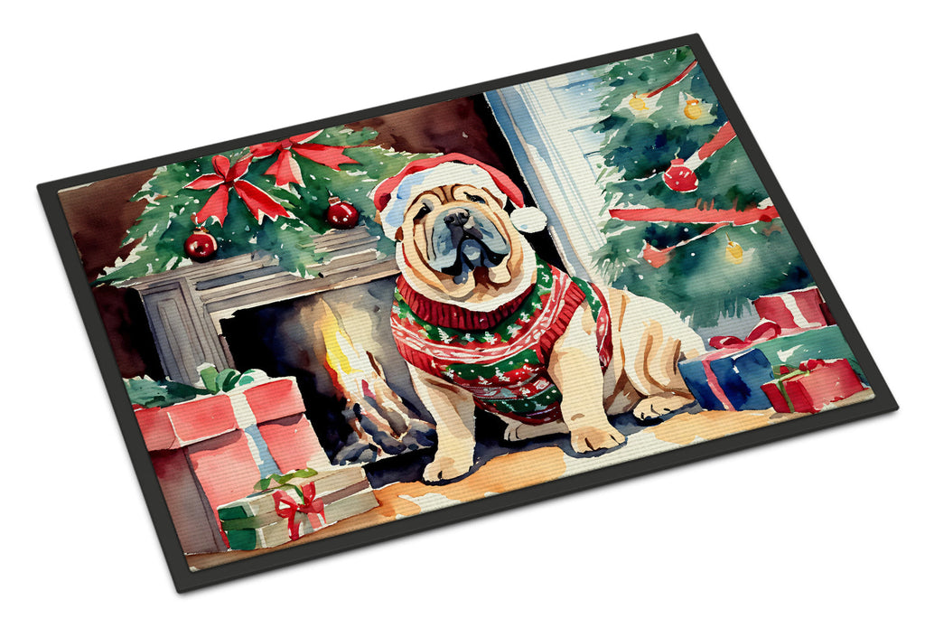 Shar Pei Cozy Christmas Doormat Indoor Outdoor 18H X 27W Front Door Mat Rugs for Entryway, Non Slip Washable