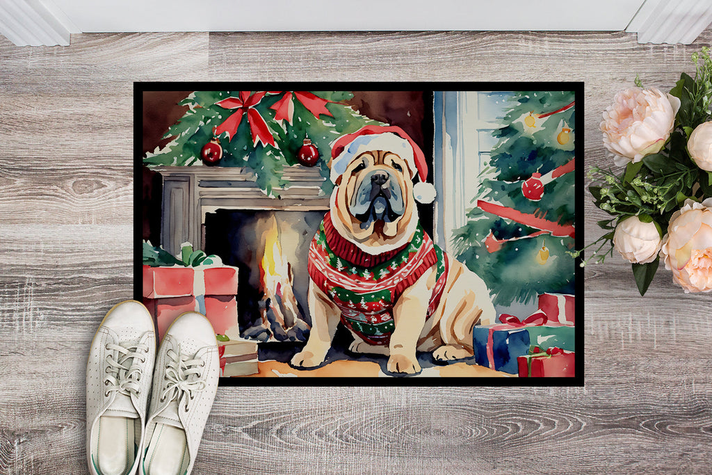 Shar Pei Cozy Christmas Doormat Indoor Outdoor 18H X 27W Front Door Mat Rugs for Entryway, Non Slip Washable