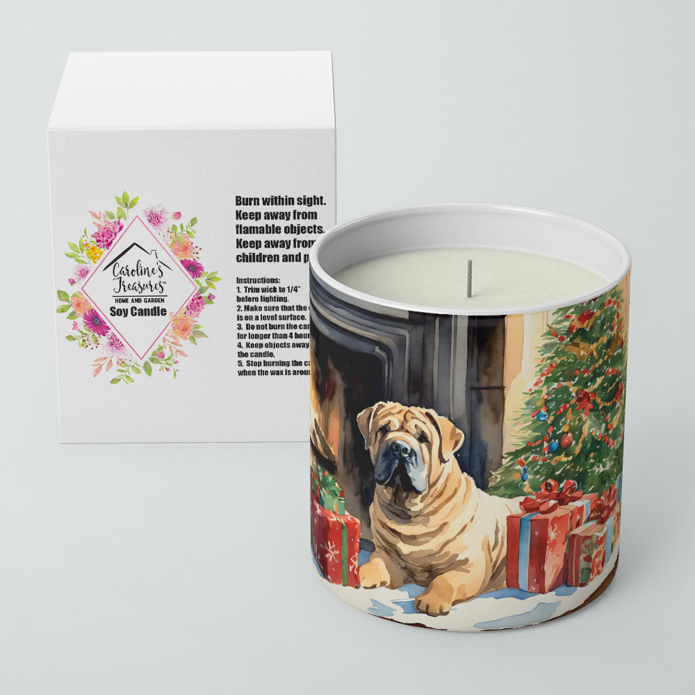 Shar Pei Cozy Christmas Decorative Soy Candle Nature Soy Wax Essential Oil Home Decor Ideal for Bedroom Kitchen Bath Office Gift, 10 oz