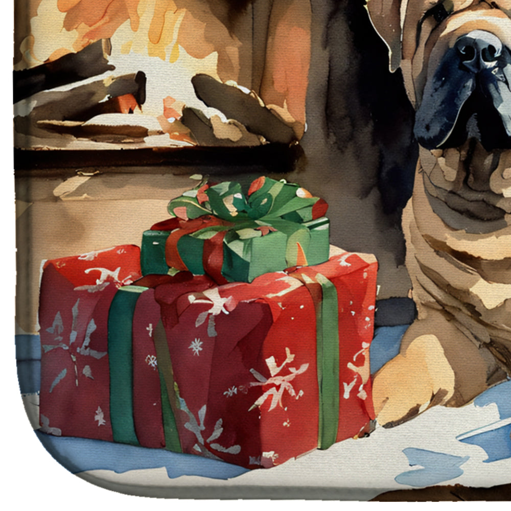 Shar Pei Cozy Christmas Dish Drying Mat Absorbent Dish Drying Mat Pad for Kitchen Counter Dish Drainer Mat for Countertop, 14 x 21", Multicolor