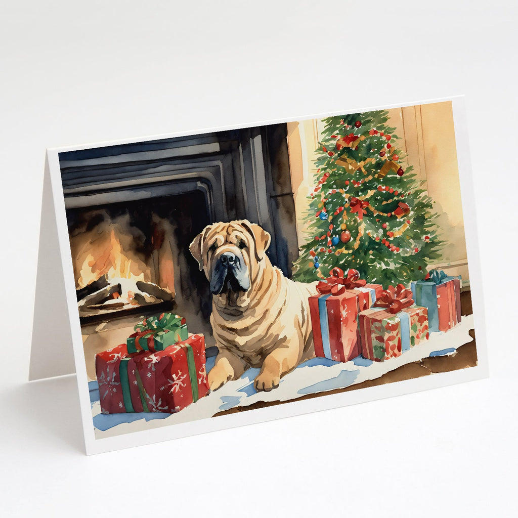 Shar Pei Cozy Christmas Greeting Cards Pack of 8 Blank Cards with Envelopes Whimsical A7 Size 5x7