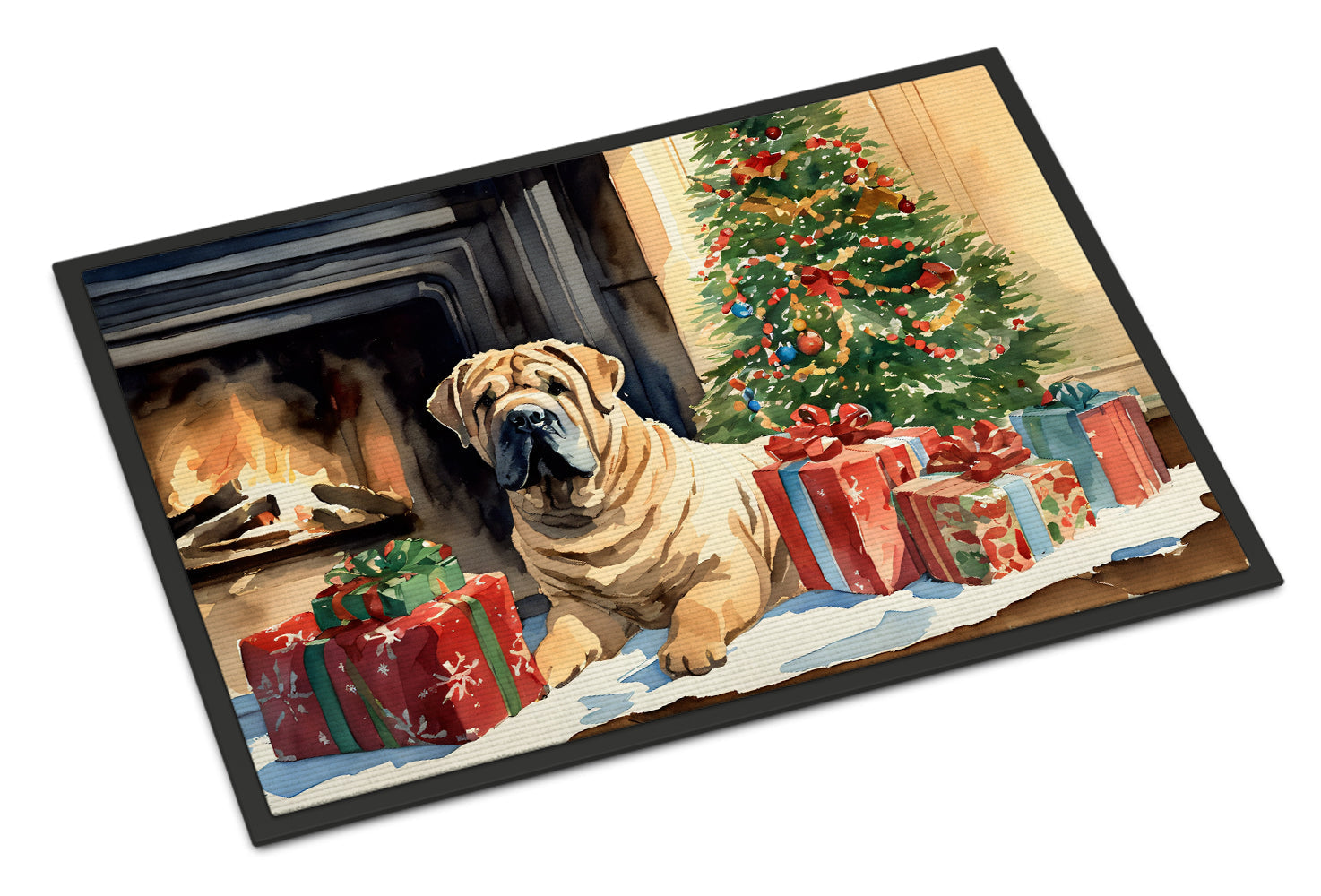 Shar Pei Cozy Christmas Doormat Indoor Outdoor 24H X 36W Front Door Mat Rugs for Entryway, Non Slip Washable Low Pile,