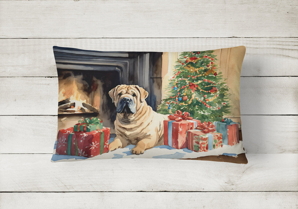 Shar Pei Cozy Christmas Decorative Throw Pillow 12x16 Indoor Outdoor Accent Cushion, Fabric Cover with Insert for Sofa, Bed, Porch & Living Room