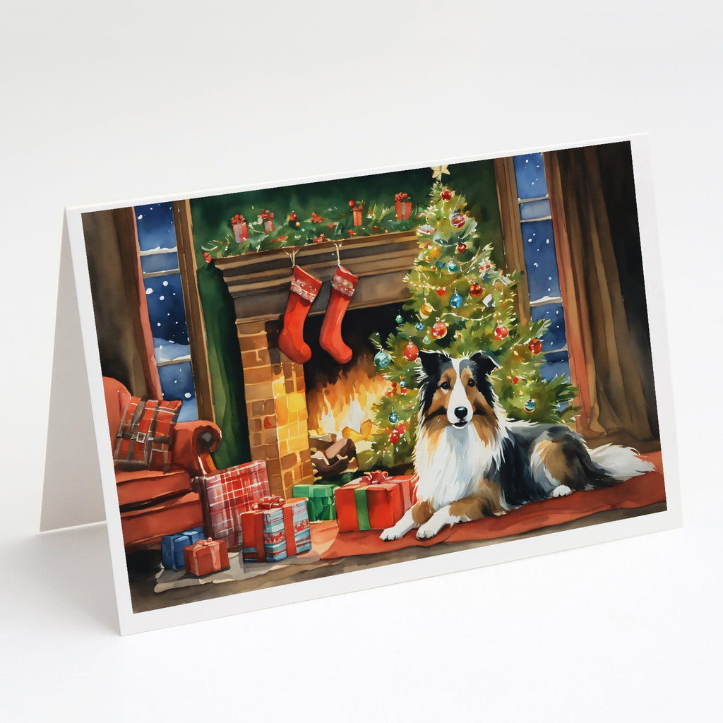 Sheltie Cozy Christmas Greeting Cards Pack of 8 Blank Cards with Envelopes Whimsical A7 Size 5x7