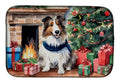 Sheltie Cozy Christmas Dish Drying Mat Absorbent Dish Drying Mat Pad for Kitchen Counter Dish Drainer Mat for Countertop, 14 x 21", Multicolor