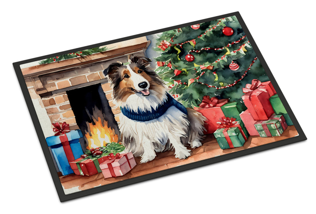 Sheltie Cozy Christmas Doormat Indoor Outdoor 18H X 27W Front Door Mat Rugs for Entryway, Non Slip Washable