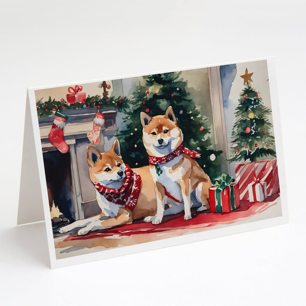 Shiba Inu Cozy Christmas Greeting Cards Pack of 8 Blank Cards with Envelopes Whimsical A7 Size 5x7