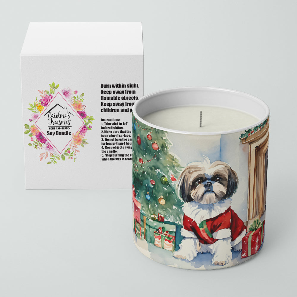 Shih Tzu Cozy Christmas Decorative Soy Candle Nature Soy Wax Essential Oil Home Decor Ideal for Bedroom Kitchen Bath Office Gift, 10 oz