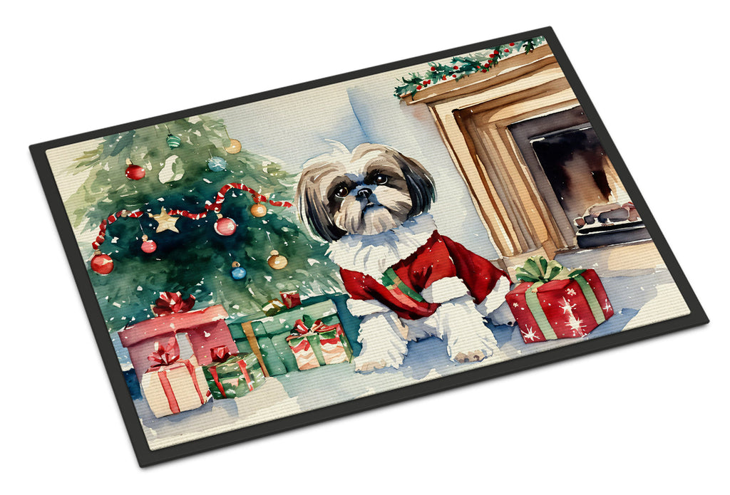 Shih Tzu Cozy Christmas Doormat Indoor Outdoor 18H X 27W Front Door Mat Rugs for Entryway, Non Slip Washable