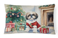 Shih Tzu Cozy Christmas Decorative Throw Pillow 12x16 Indoor Outdoor Accent Cushion, Fabric Cover with Insert for Sofa, Bed, Porch & Living Room