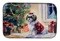 Shih Tzu Cozy Christmas Dish Drying Mat Absorbent Dish Drying Mat Pad for Kitchen Counter Dish Drainer Mat for Countertop, 14 x 21", Multicolor