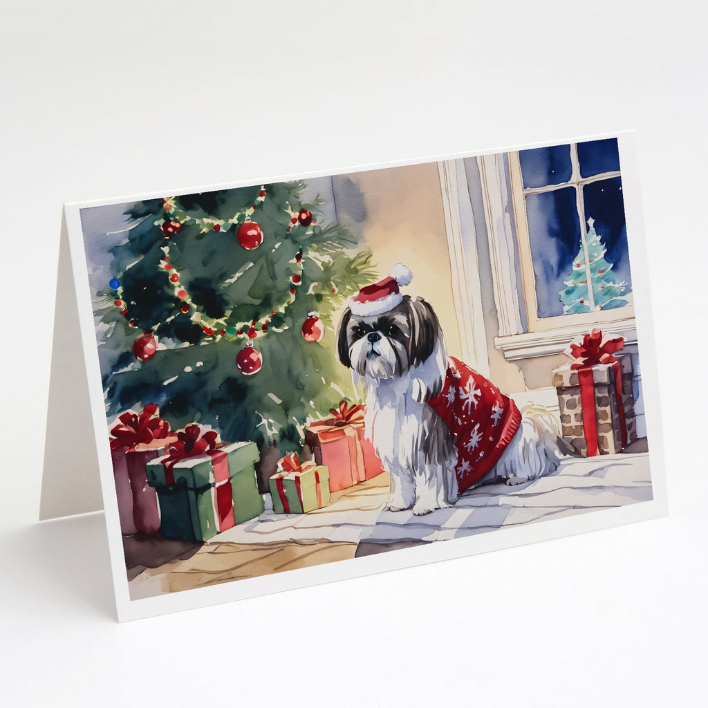 Shih Tzu Cozy Christmas Greeting Cards Pack of 8 Blank Cards with Envelopes Whimsical A7 Size 5x7