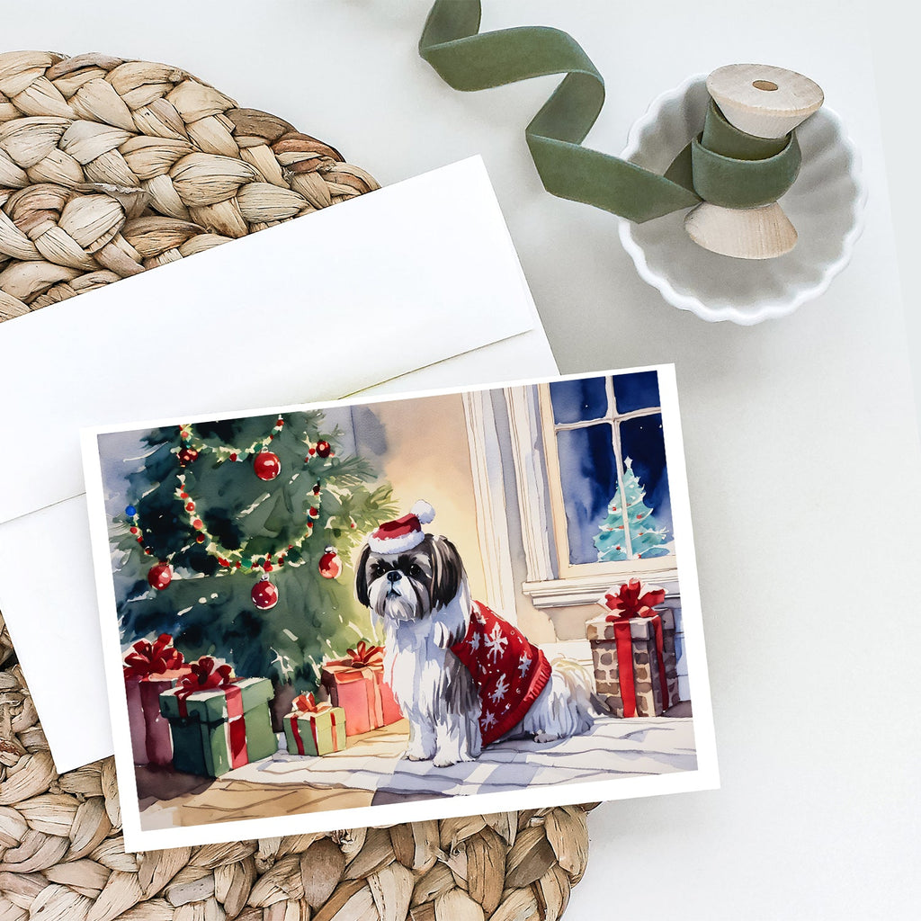Shih Tzu Cozy Christmas Greeting Cards Pack of 8 Blank Cards with Envelopes Whimsical A7 Size 5x7