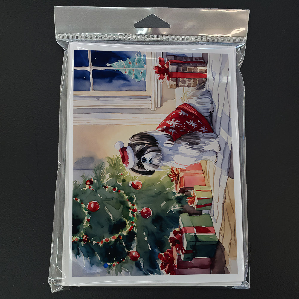 Shih Tzu Cozy Christmas Greeting Cards Pack of 8 Blank Cards with Envelopes Whimsical A7 Size 5x7