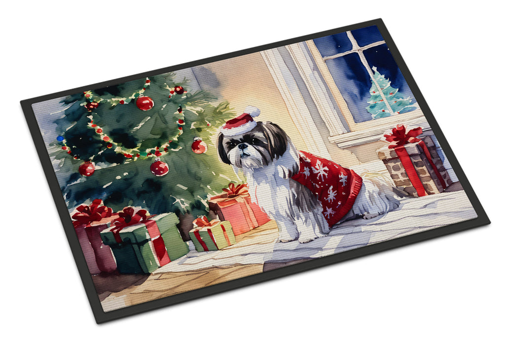 Shih Tzu Cozy Christmas Doormat Indoor Outdoor 24H X 36W Front Door Mat Rugs for Entryway, Non Slip Washable Low Pile,