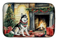 Siberian Husky Cozy Christmas Dish Drying Mat Absorbent Dish Drying Mat Pad for Kitchen Counter Dish Drainer Mat for Countertop, 14 x 21", Multicolor
