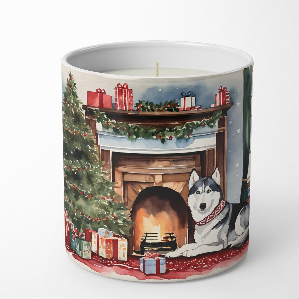 Siberian Husky Cozy Christmas Decorative Soy Candle Nature Soy Wax Essential Oil Home Decor Ideal for Bedroom Kitchen Bath Office Gift, 10 oz