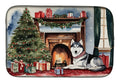 Siberian Husky Cozy Christmas Dish Drying Mat Absorbent Dish Drying Mat Pad for Kitchen Counter Dish Drainer Mat for Countertop, 14 x 21", Multicolor