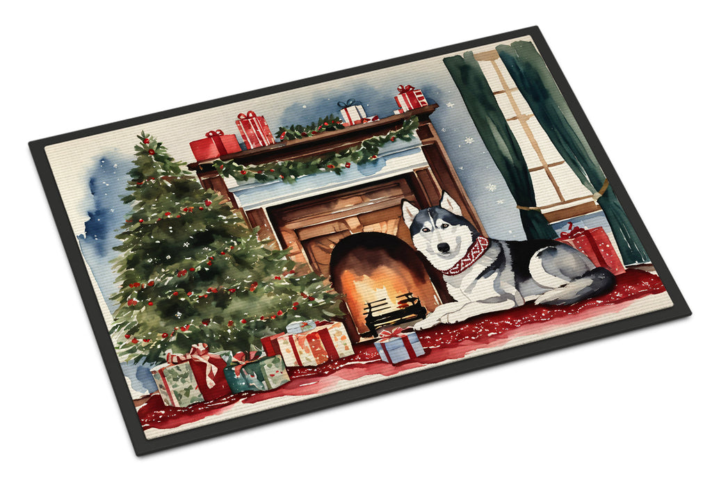 Siberian Husky Cozy Christmas Doormat Indoor Outdoor 24H X 36W Front Door Mat Rugs for Entryway, Non Slip Washable Low Pile,