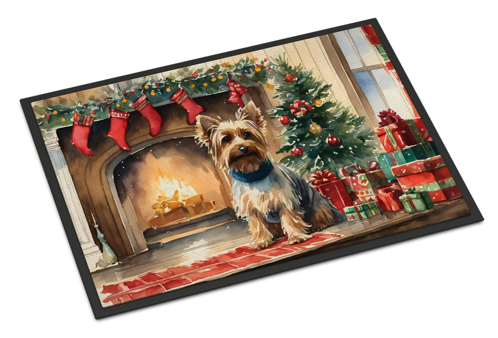 Silky Terrier Cozy Christmas Doormat Indoor Outdoor 18H X 27W Front Door Mat Rugs for Entryway, Non Slip Washable