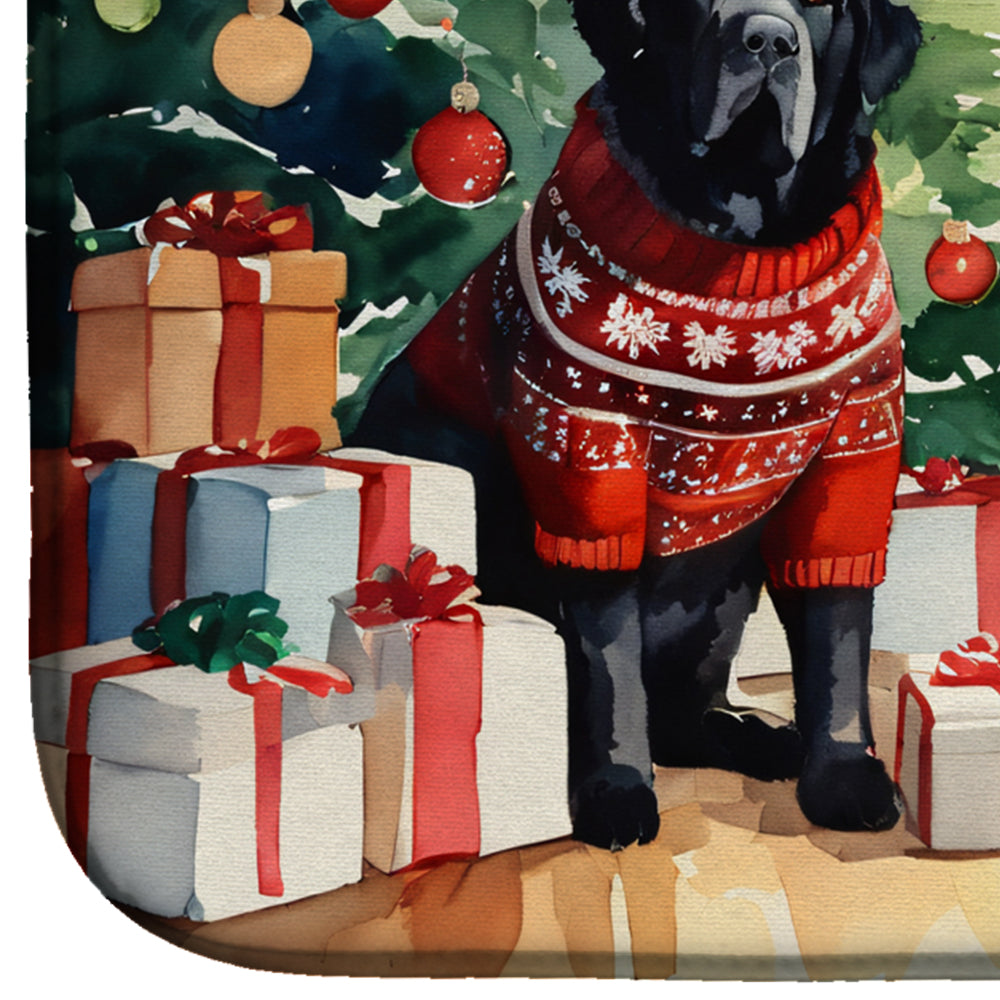 Tibetan Mastiff Cozy Christmas Dish Drying Mat Absorbent Dish Drying Mat Pad for Kitchen Counter Dish Drainer Mat for Countertop, 14 x 21", Multicolor
