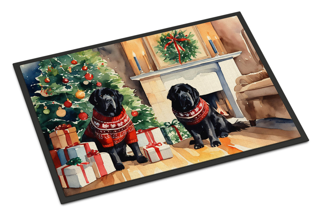 Tibetan Mastiff Cozy Christmas Doormat Indoor Outdoor 24H X 36W Front Door Mat Rugs for Entryway, Non Slip Washable Low Pile,