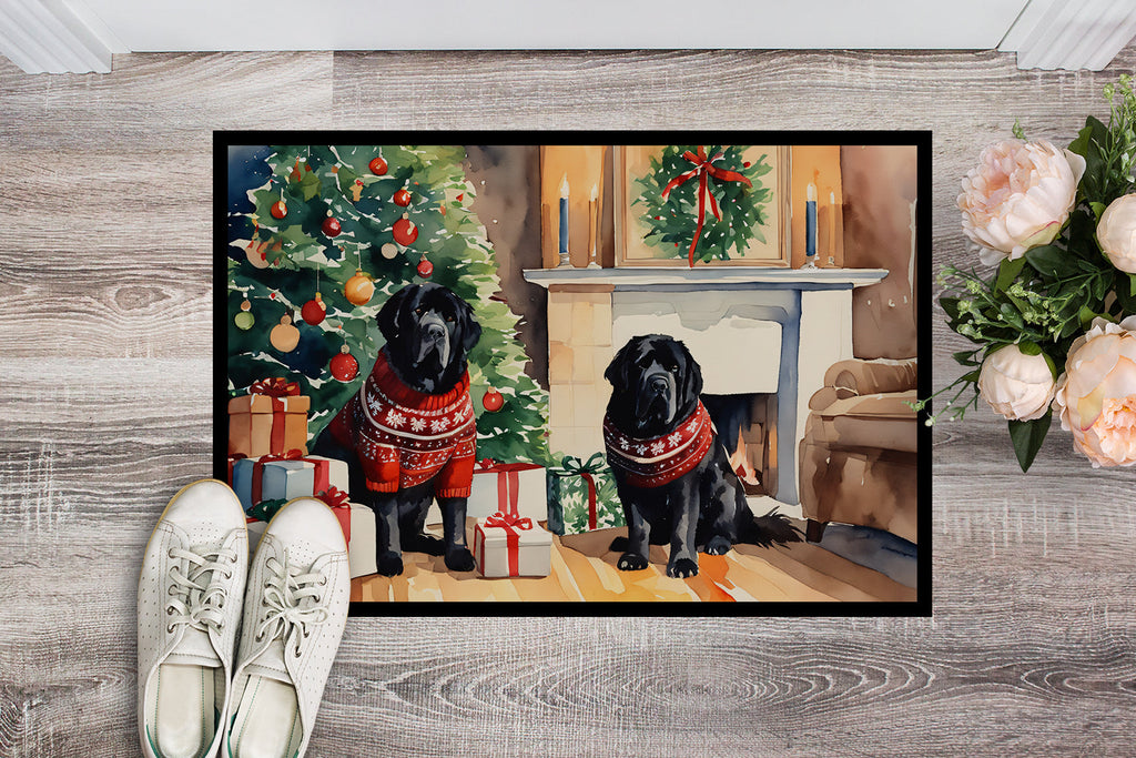 Tibetan Mastiff Cozy Christmas Doormat Indoor Outdoor 24H X 36W Front Door Mat Rugs for Entryway, Non Slip Washable Low Pile,