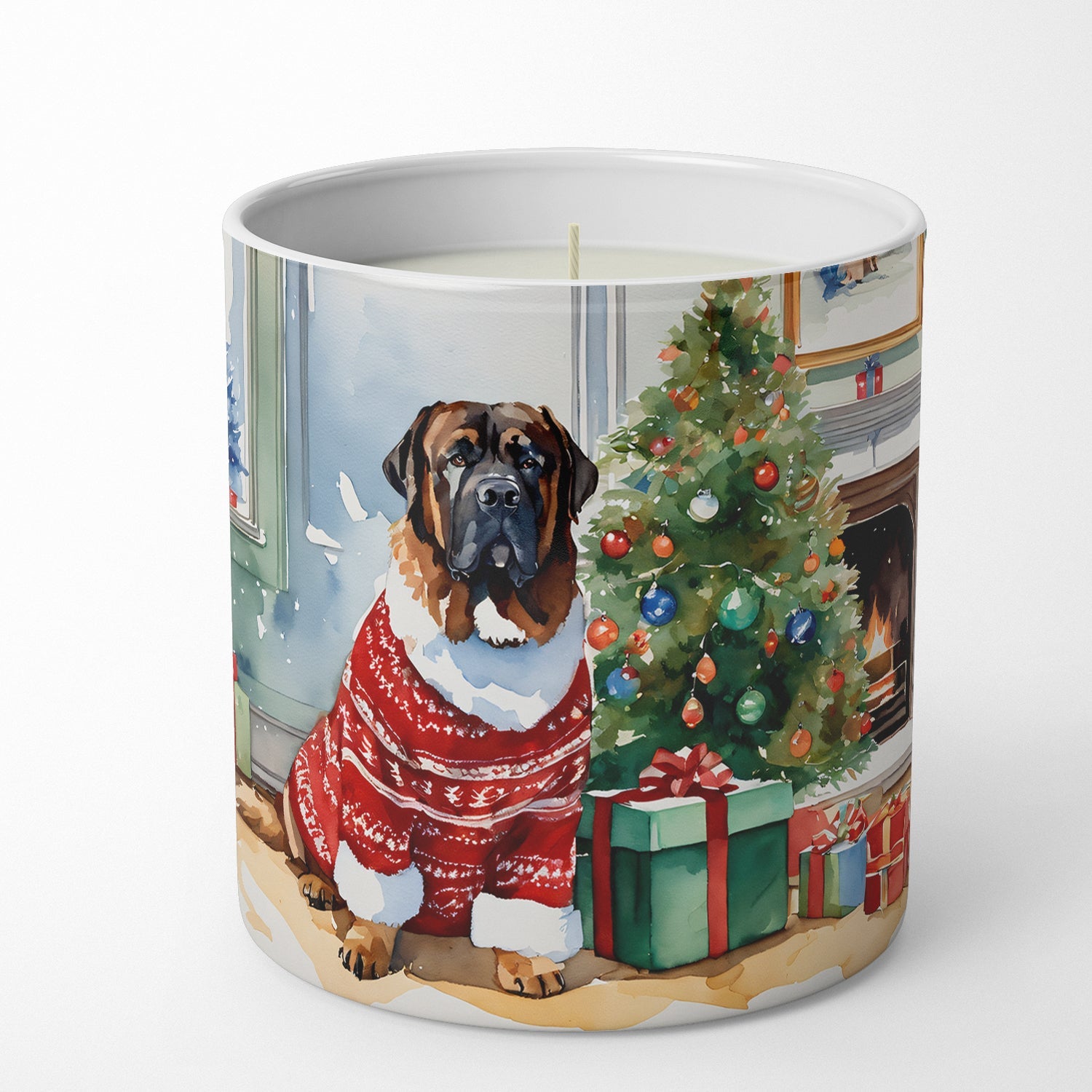 Tibetan Mastiff Cozy Christmas Decorative Soy Candle Nature Soy Wax Essential Oil Home Decor Ideal for Bedroom Kitchen Bath Office Gift, 10 oz