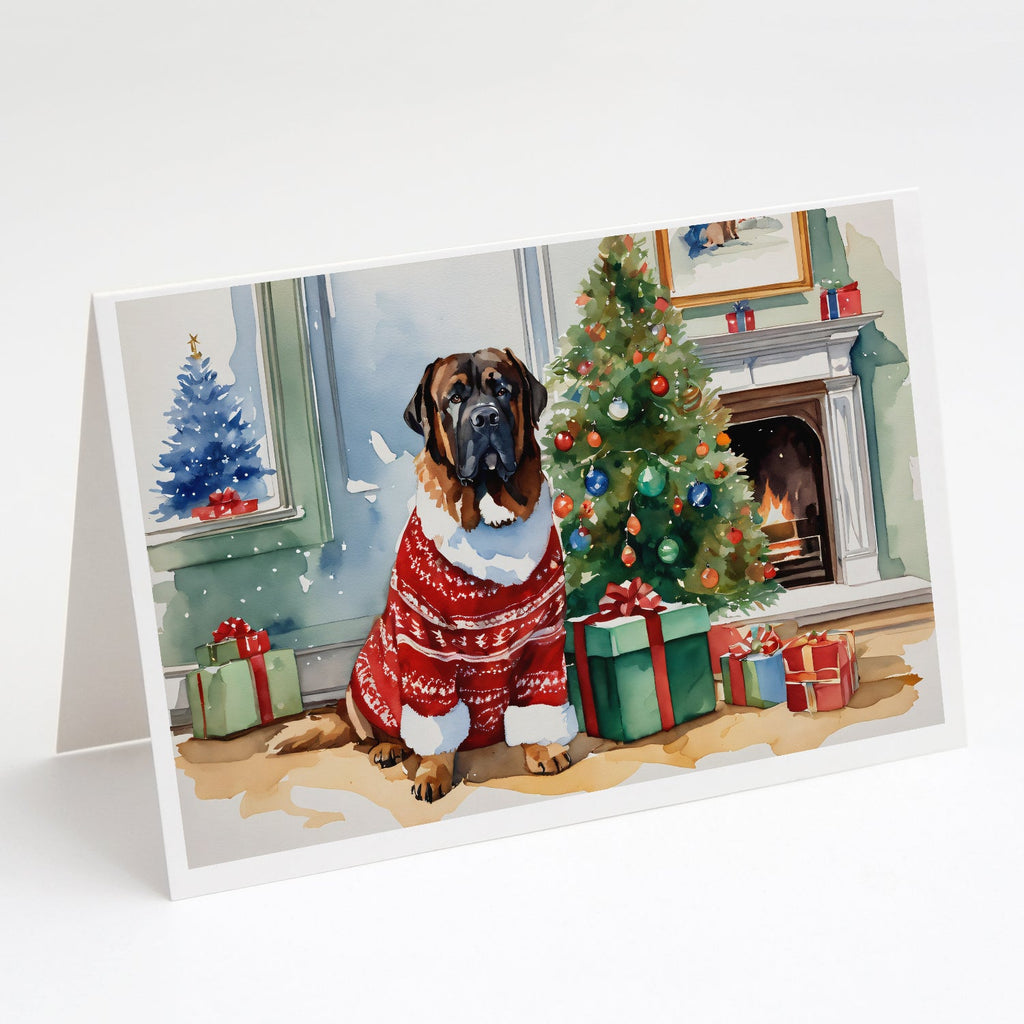 Tibetan Mastiff Cozy Christmas Greeting Cards Pack of 8 Blank Cards with Envelopes Whimsical A7 Size 5x7