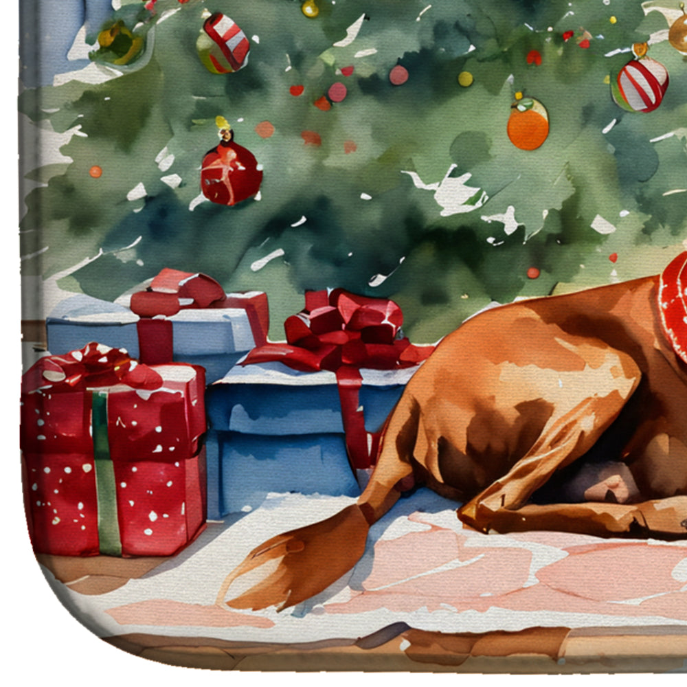 Vizsla Cozy Christmas Dish Drying Mat Absorbent Dish Drying Mat Pad for Kitchen Counter Dish Drainer Mat for Countertop, 14 x 21", Multicolor