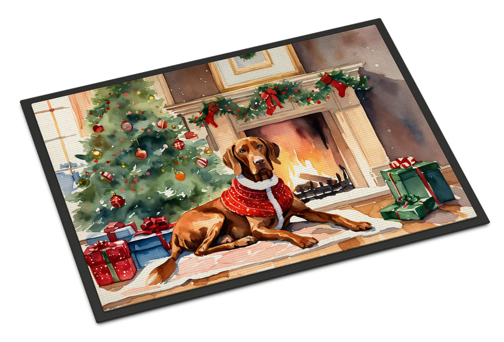 Vizsla Cozy Christmas Doormat Indoor Outdoor 18H X 27W Front Door Mat Rugs for Entryway, Non Slip Washable