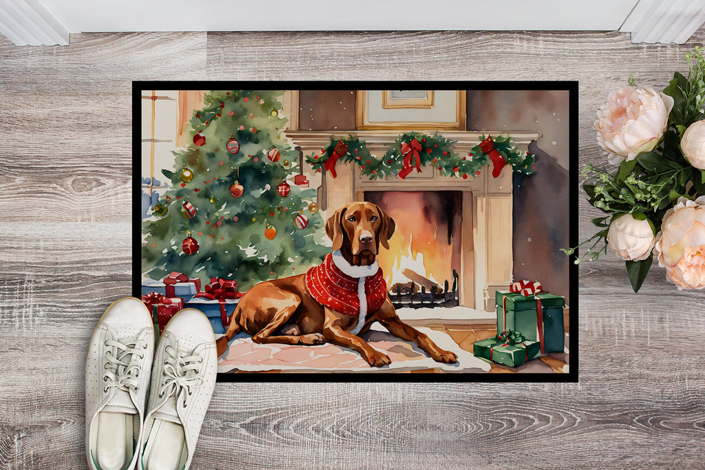 Vizsla Cozy Christmas Doormat Indoor Outdoor 18H X 27W Front Door Mat Rugs for Entryway, Non Slip Washable