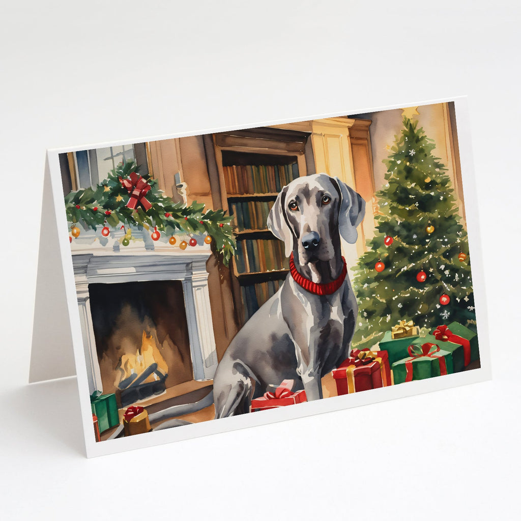 Weimaraner Cozy Christmas Greeting Cards Pack of 8 Blank Cards with Envelopes Whimsical A7 Size 5x7
