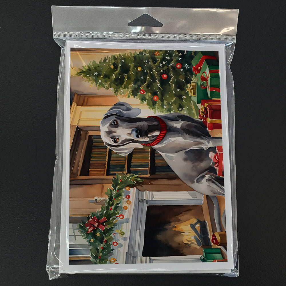 Weimaraner Cozy Christmas Greeting Cards Pack of 8 Blank Cards with Envelopes Whimsical A7 Size 5x7