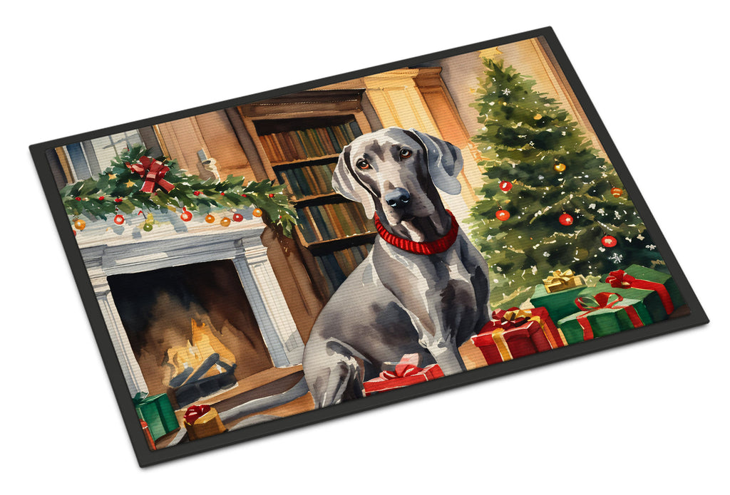 Weimaraner Cozy Christmas Doormat Indoor Outdoor 24H X 36W Front Door Mat Rugs for Entryway, Non Slip Washable Low Pile,