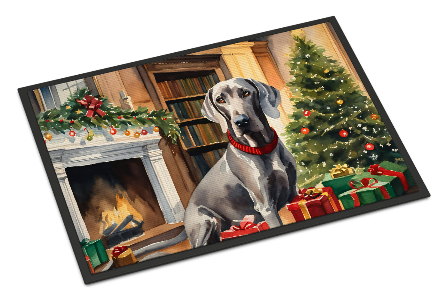 Weimaraner Cozy Christmas Doormat Indoor Outdoor 24H X 36W Front Door Mat Rugs for Entryway, Non Slip Washable Low Pile,