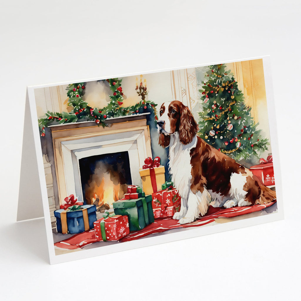 Welsh Springer Spaniel Cozy Christmas Greeting Cards Pack of 8 Blank Cards with Envelopes Whimsical A7 Size 5x7