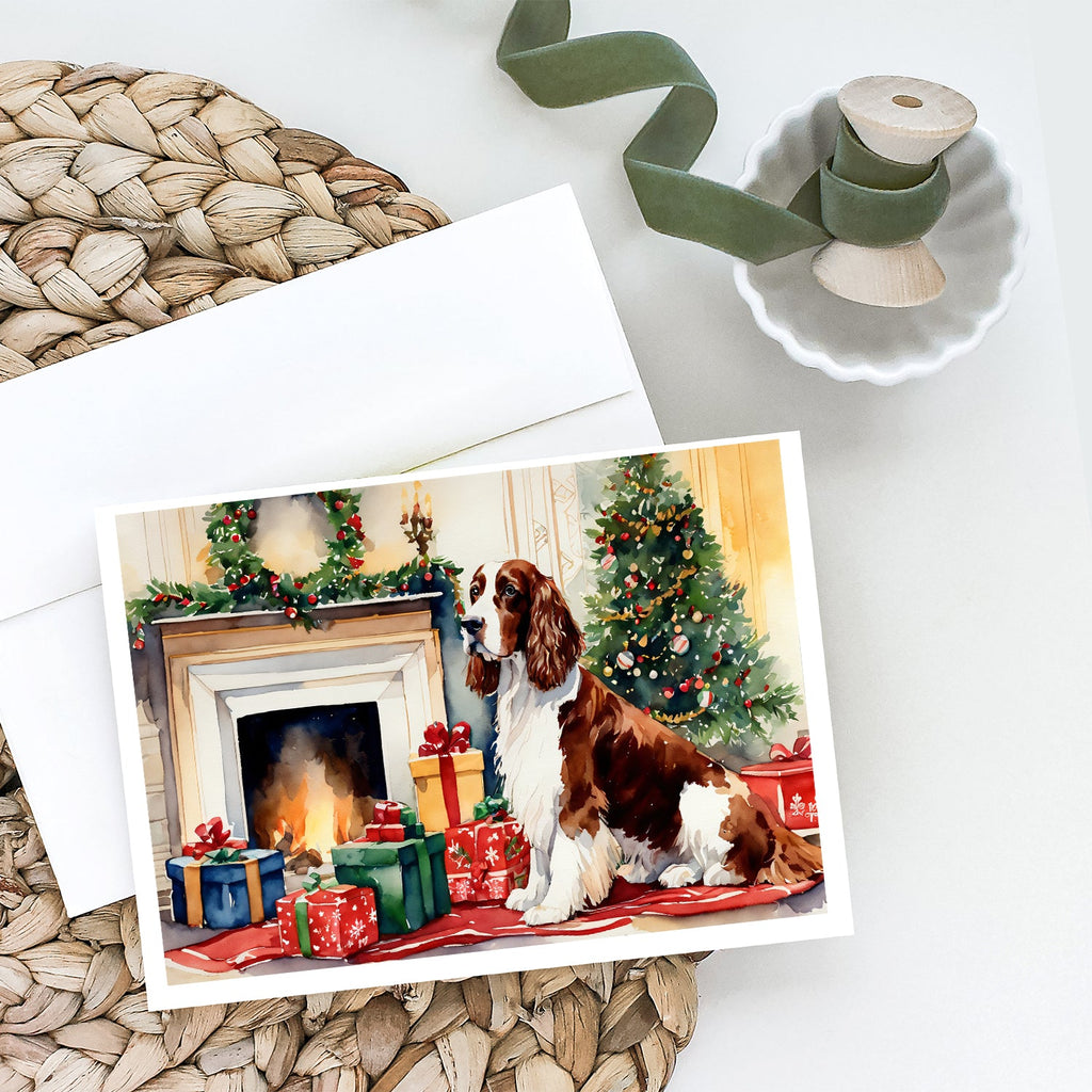 Welsh Springer Spaniel Cozy Christmas Greeting Cards Pack of 8 Blank Cards with Envelopes Whimsical A7 Size 5x7