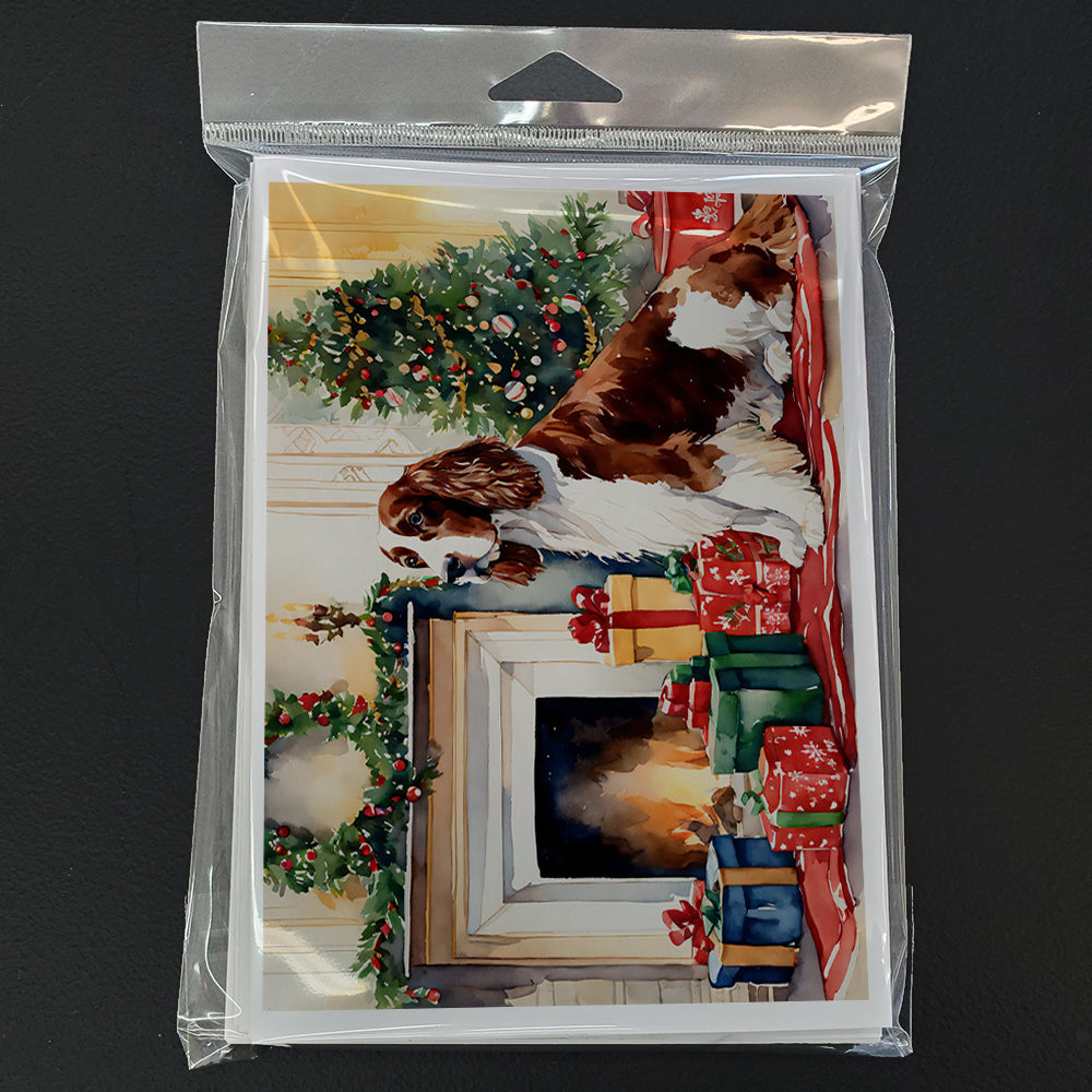 Welsh Springer Spaniel Cozy Christmas Greeting Cards Pack of 8 Blank Cards with Envelopes Whimsical A7 Size 5x7