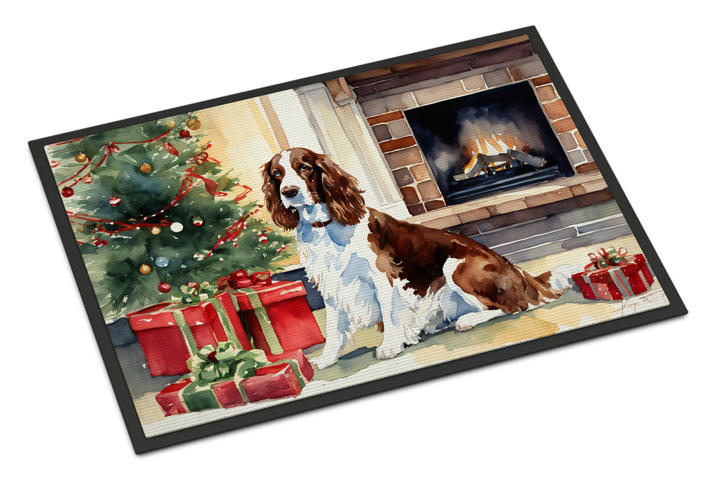 Welsh Springer Spaniel Cozy Christmas Doormat Indoor Outdoor 24H X 36W Front Door Mat Rugs for Entryway, Non Slip Washable Low Pile,