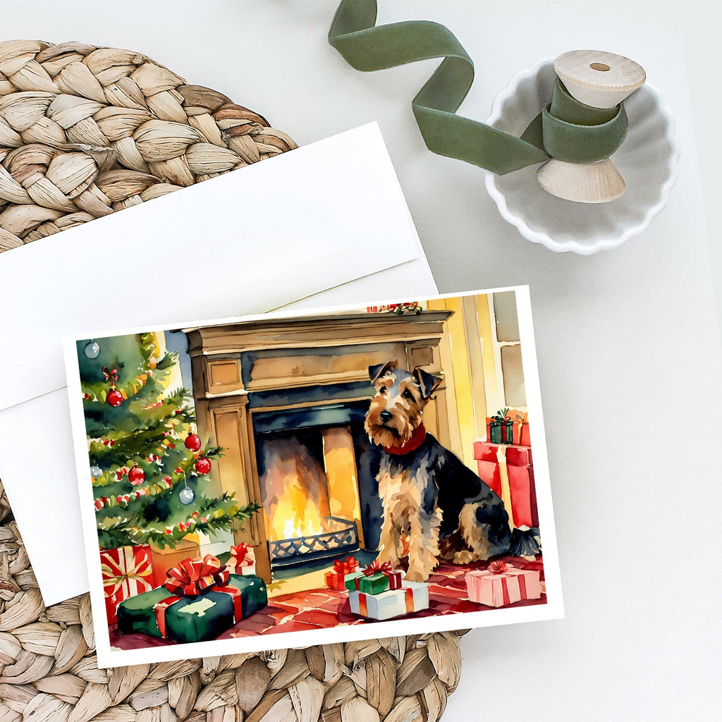 Welsh Terrier Cozy Christmas Greeting Cards Pack of 8 Blank Cards with Envelopes Whimsical A7 Size 5x7
