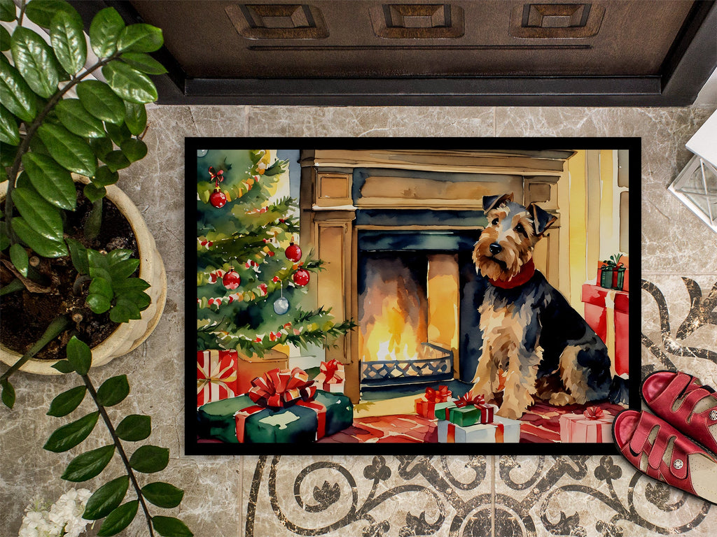 Welsh Terrier Cozy Christmas Doormat Indoor Outdoor 24H X 36W Front Door Mat Rugs for Entryway, Non Slip Washable Low Pile,